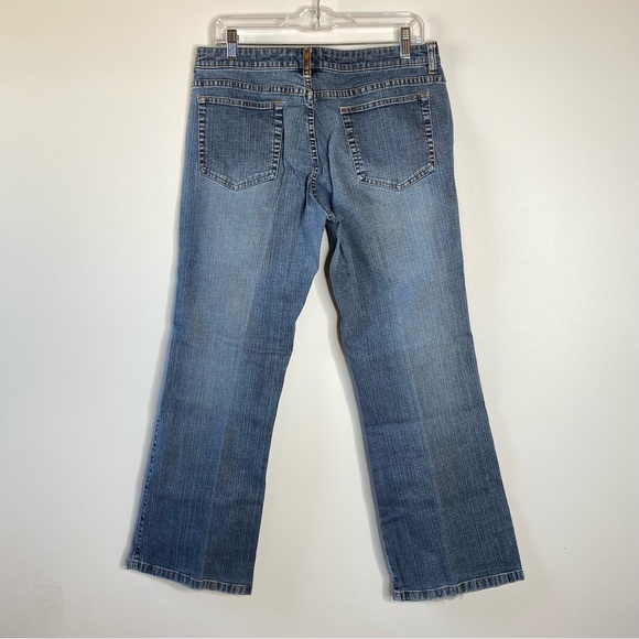 Lee Womens Jeans One True Fit 11/12 Petite Blue Distressed Bootcut Stretch - Picture 4 of 13